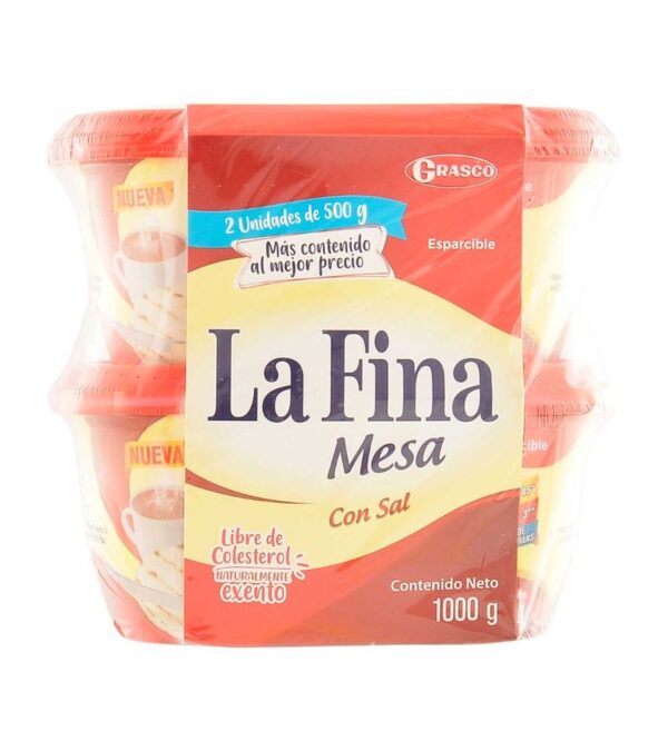 Margarina La Fina Mesa Con Sal 500 G X2 Unds