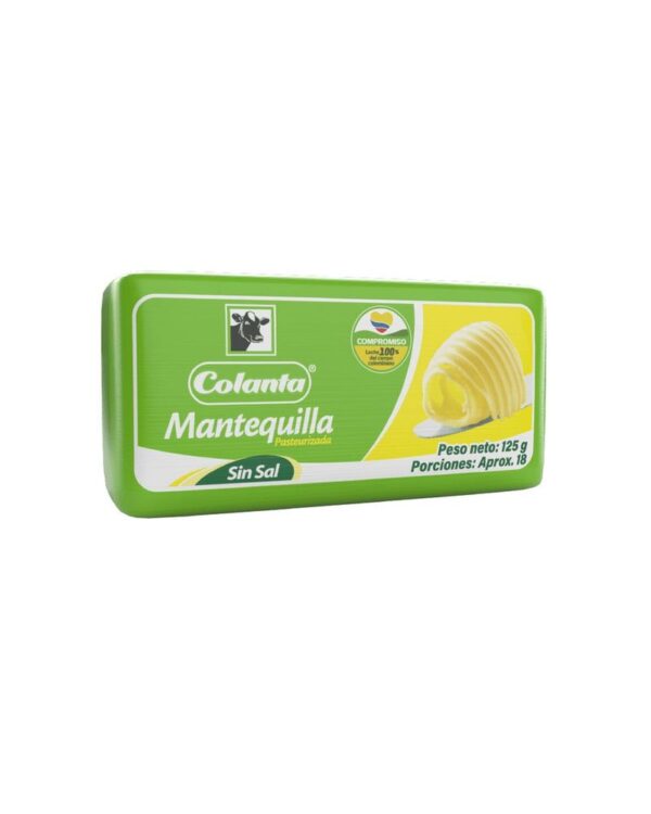 Mantequilla Colanta Sin Sal Barra 125 G