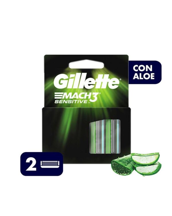 Cuchilla De Afeitar Gillette Mach 3 Sensitive Repuestos X2 Unds