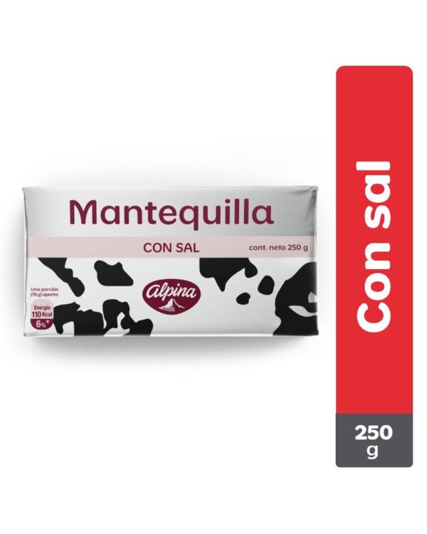 Mantequilla Alpina Con Sal Barra 250 G