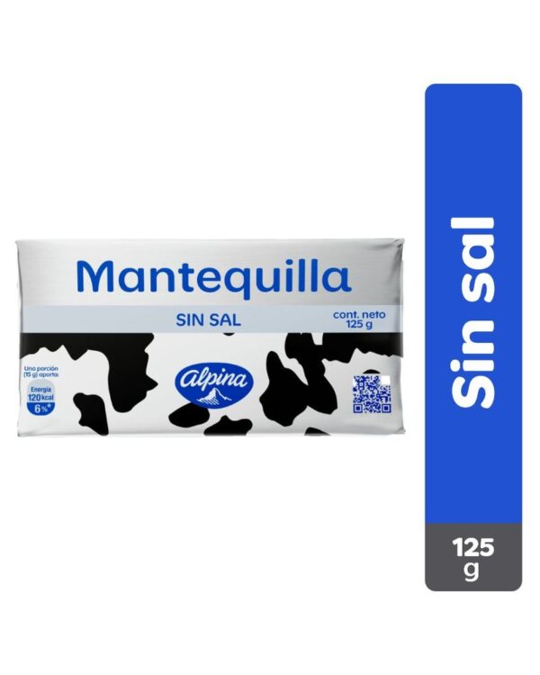 Mantequilla Alpina Sin Sal Barra 125 G