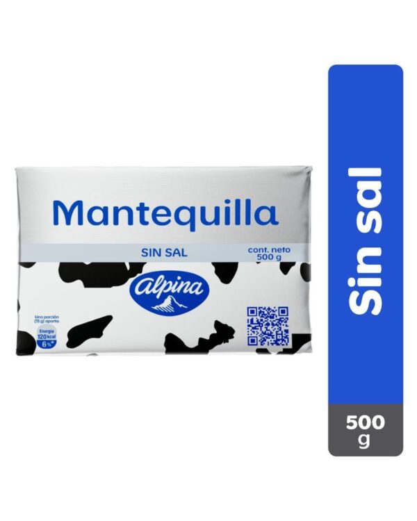 Mantequilla Alpina Sin Sal Barra 500 G