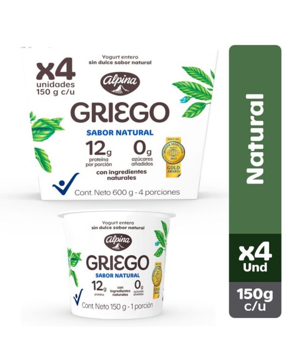 Yogurt Alpina Griego Natural 150 G X4 Unda