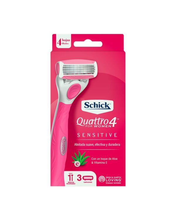 Máquina De Afeitar Schick Quattro For Women Sensible + 2 Repuestos