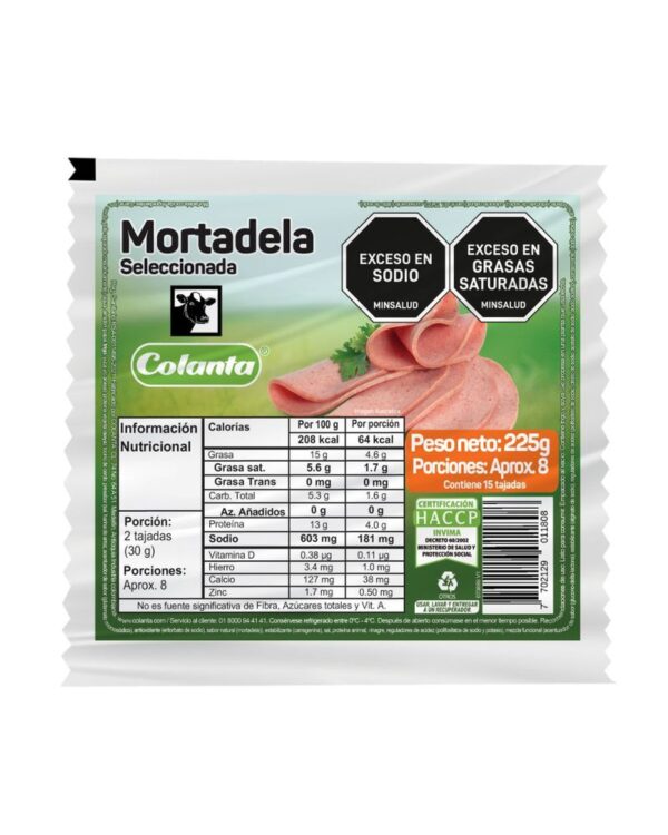Mortadela Colanta Seleccionada 225 G 15 Unds