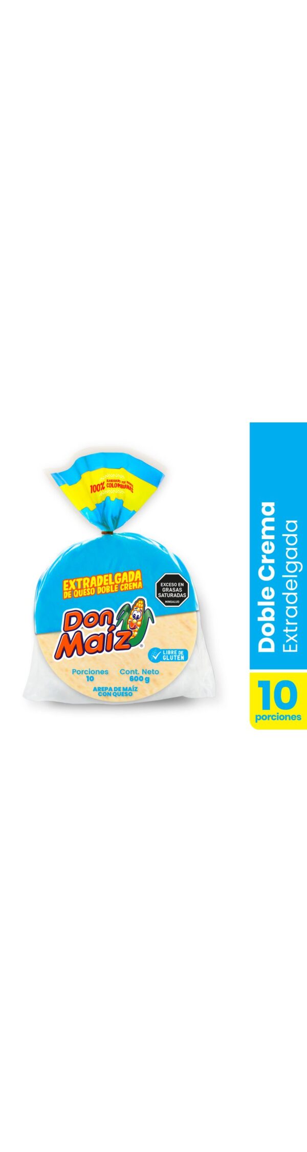 Arepa Don Maíz Con Queso Doble Crema Delgadas 600 G X10 Unds