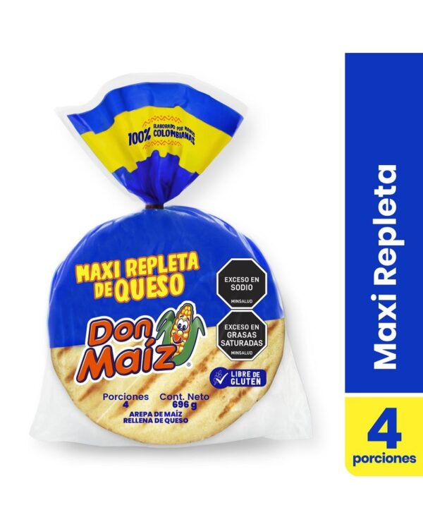 Arepa Don Maíz Maxi Con Queso 640 G X4 Unds
