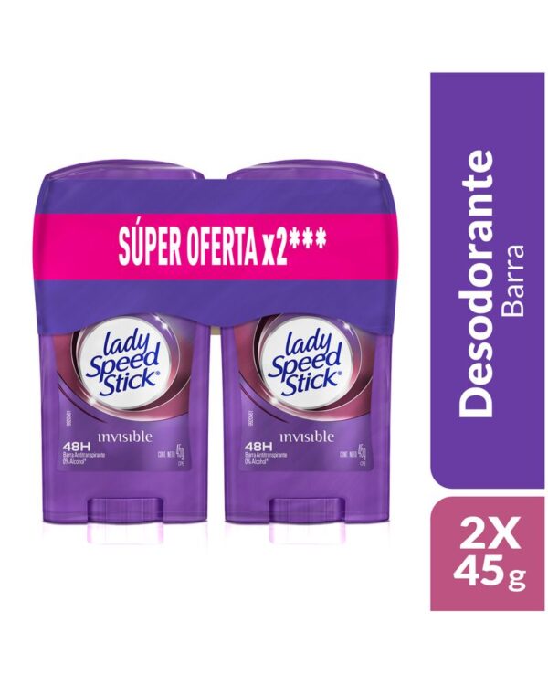 Desodorante Lady Speed Stick Mujer Invisible Floral 45 G X2 Unds