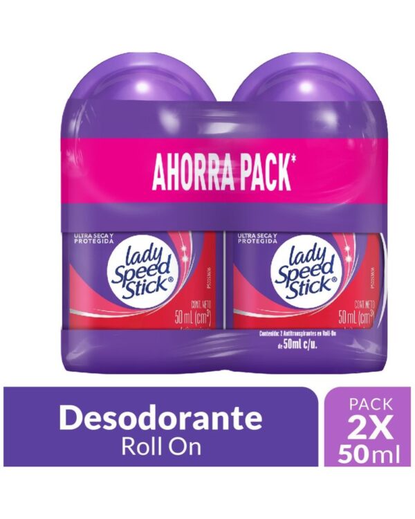 Desodorante Lady Speed Stick Mujer Roll On Floral Fresh 48 Horas 50 Ml X2 Unds