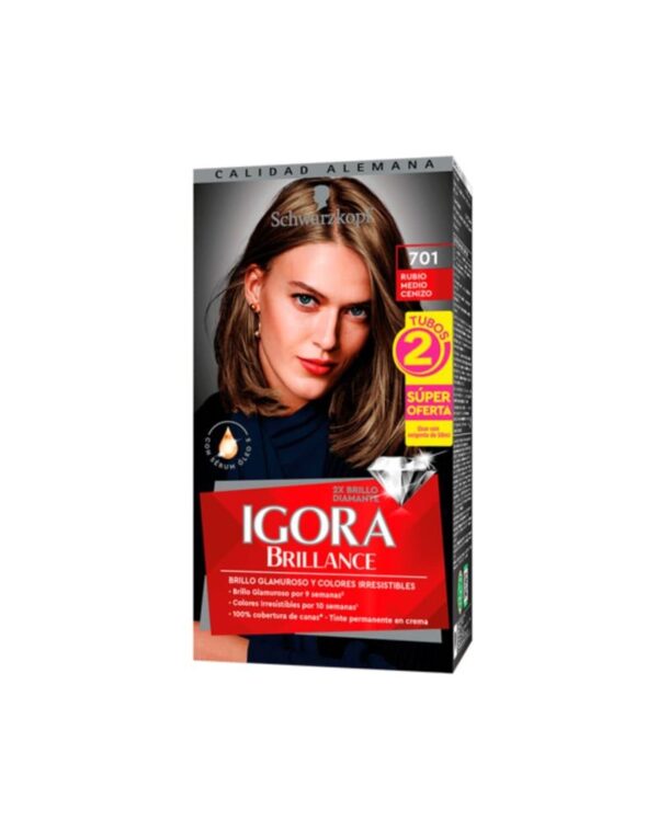Tinte Igora Brillance 701 Rubio Medio Cenizo