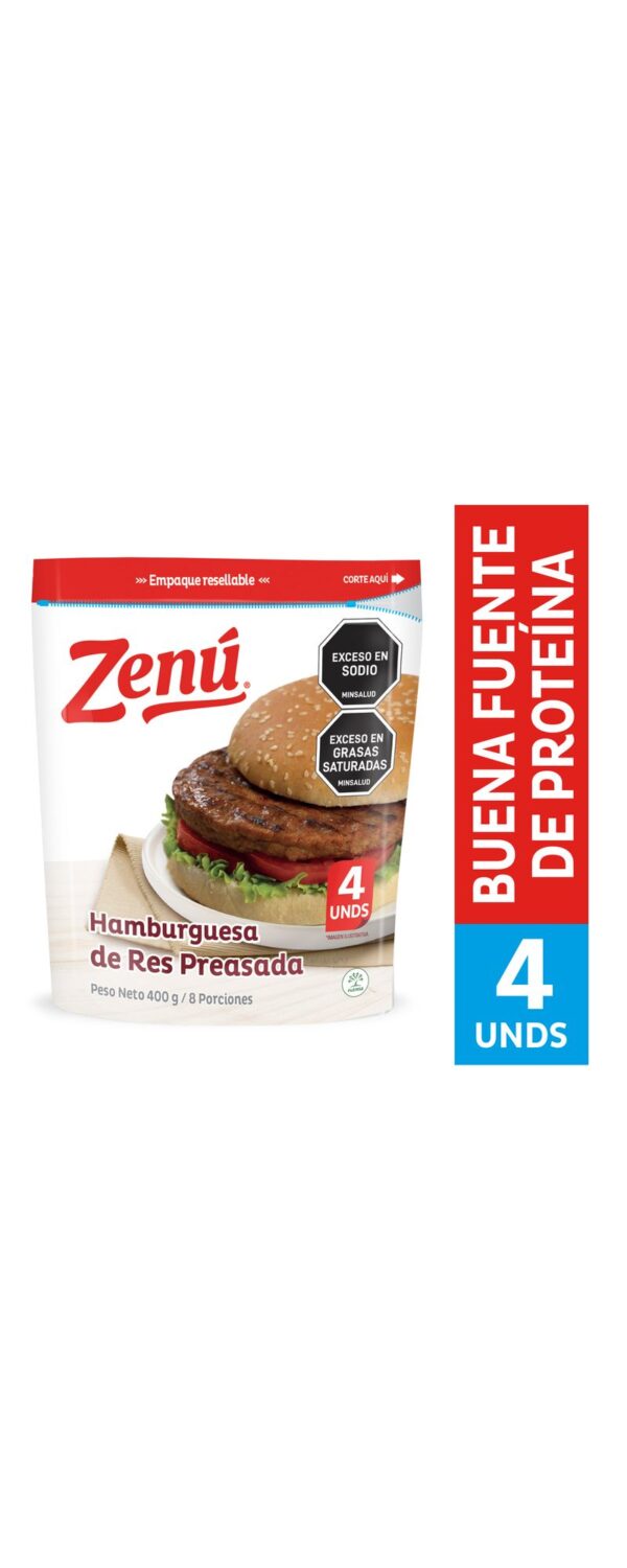Hamburguesa De Res Zenú Preasada 400 G X4 Unds