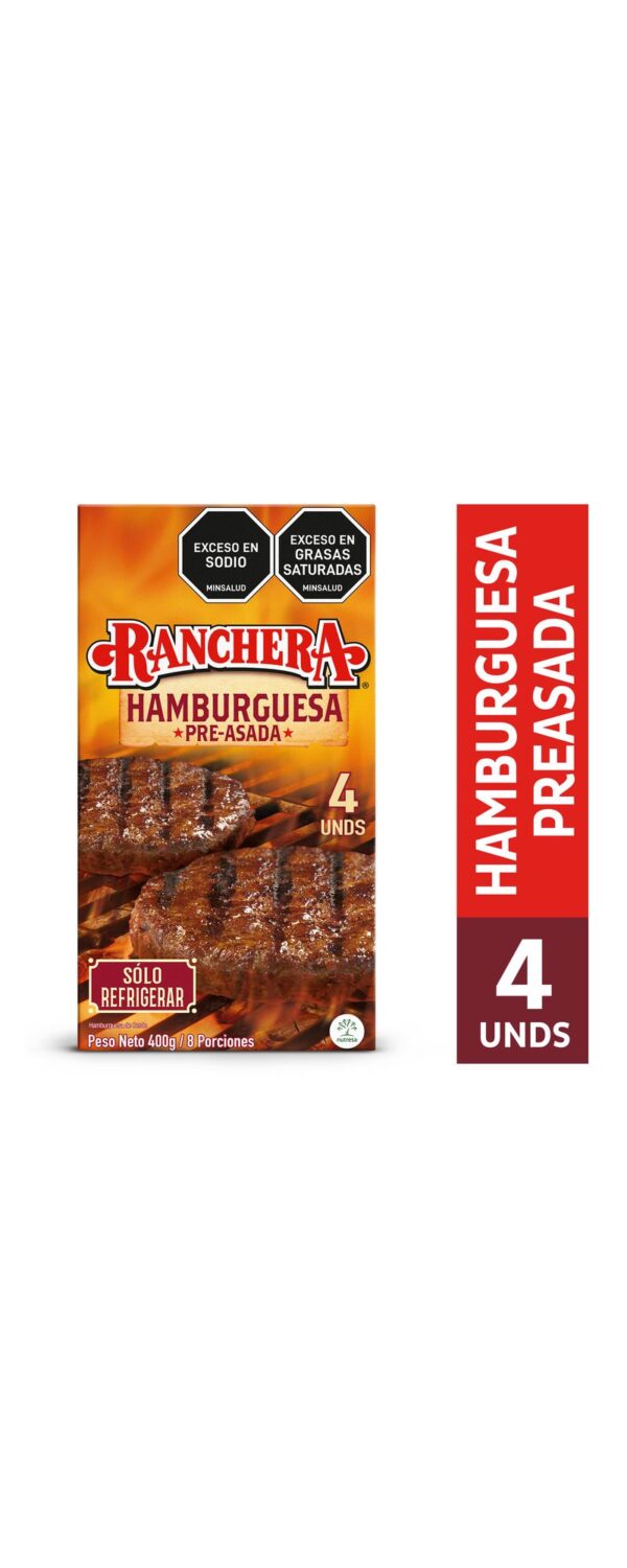 Hamburguesa Ranchera Preasada Caja 400 G X4 Unds