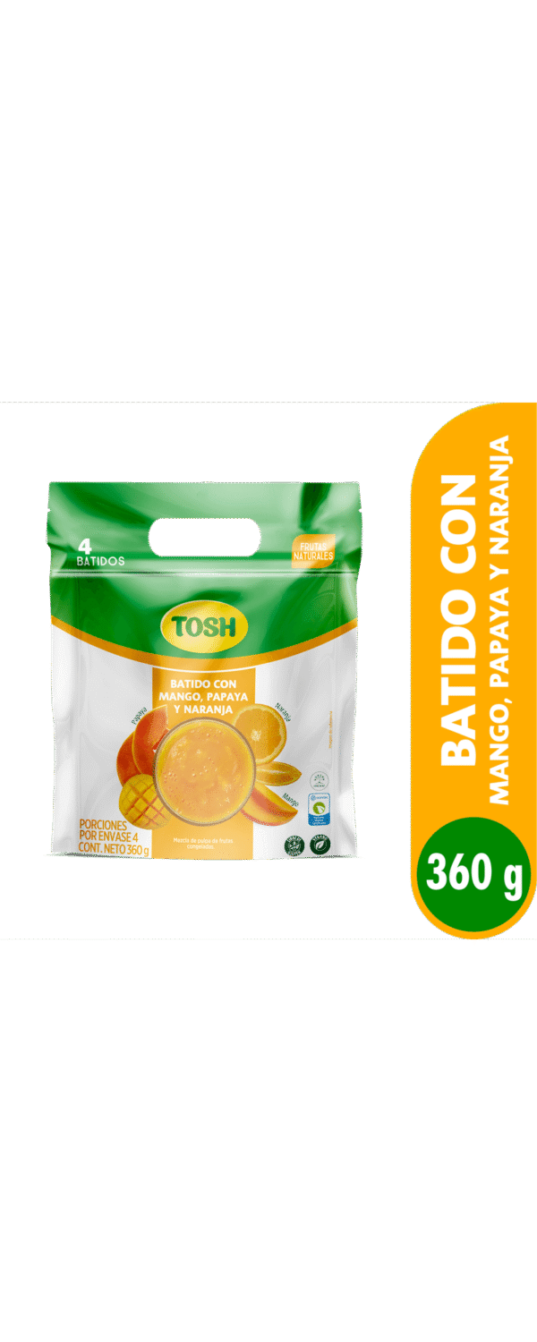 Batido Congelado Tosh Mango Papaya Y Naranja 360 G X4 Unds