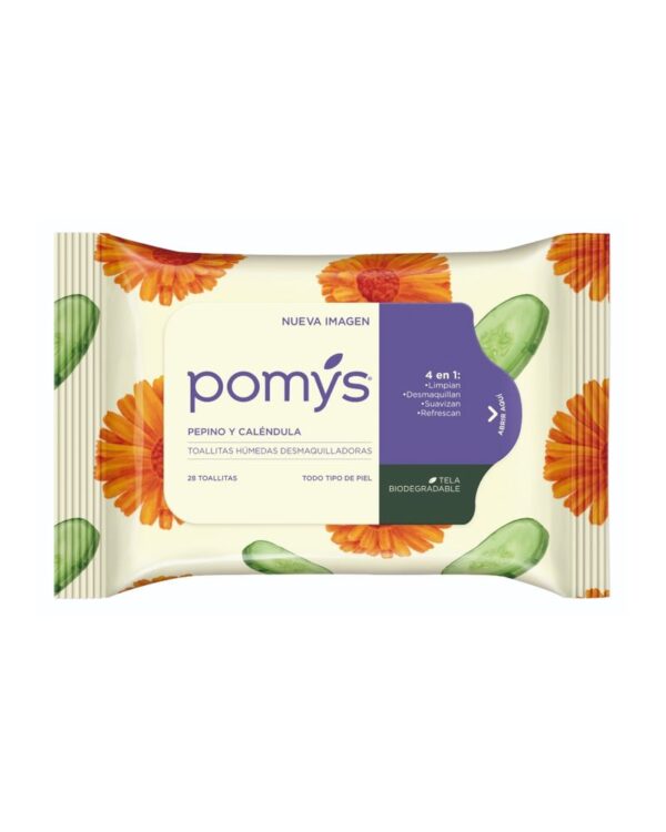 Toallitas Húmedas Desmaquilladoras Biodegradables Pomys Pepino Y Caléndula X28 Und