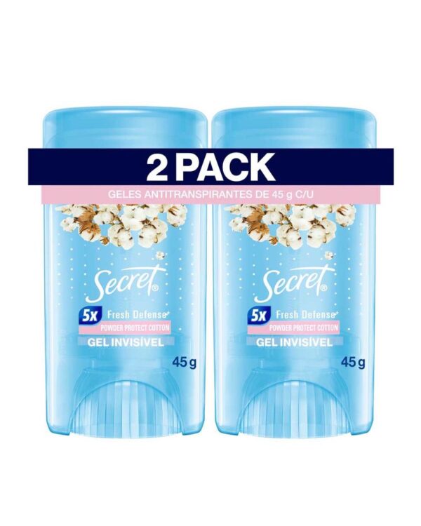 2 Pack Desodorante Antitranspirante En Gel Secret Powder Protect Cotton 45 G