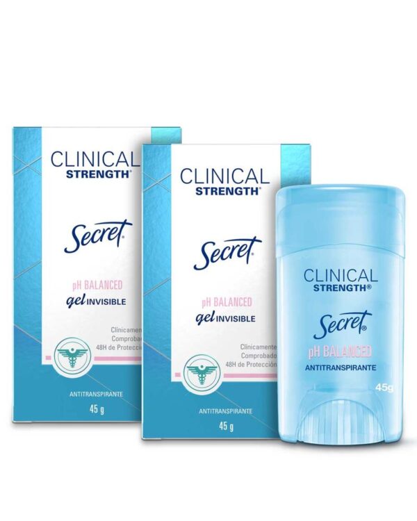 Desodorante Antitranspirante En Gel Secret Clinical Strength PH Balanced 45 Gr X2 Unds