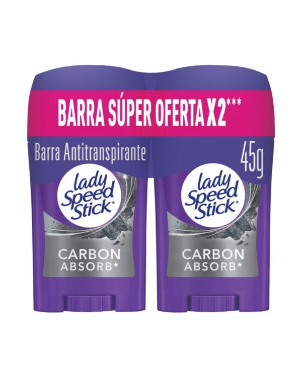 Desodorante Lady Speed Stick Mujer Carbon Absorb Stick 45 G X2 Unds