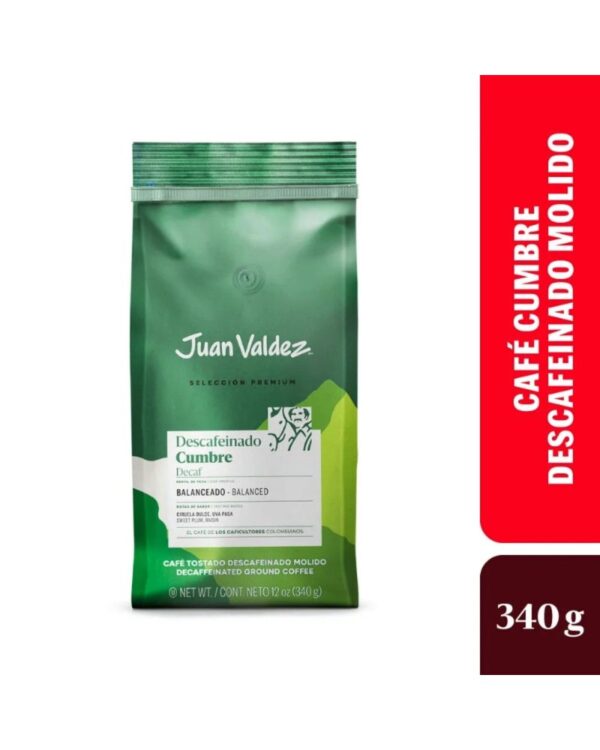 Café Juan Valdez Cumbre Descafeinado Molido 340 Gr