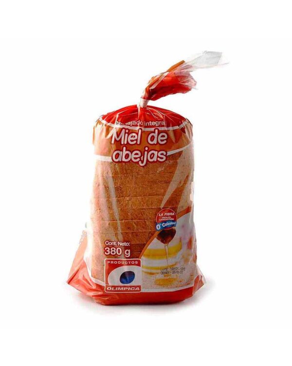 Pan Olimpica Tajado Integral Pequeño Miel Abeja 380 G