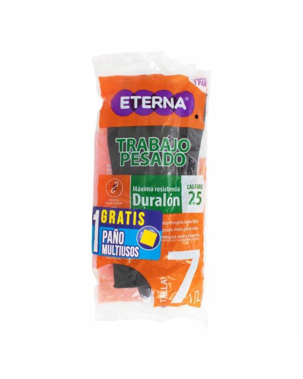 Guante Eterna Trabajos Pesados Talla 7,5 + Gratis Paño Multiusos Oferta