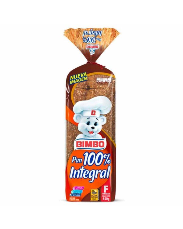 Pan Bimbo Tajado Integral Tamaño Familiar 650 G