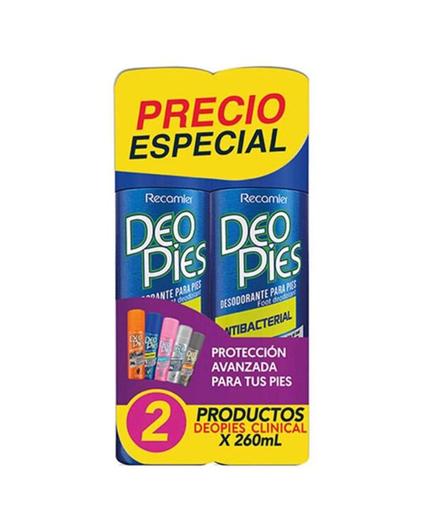 Desodorante Para Pies Deo Pies Antibacterial 260 Ml X2 Unds