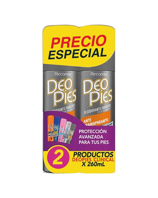 Desodorante Para Pies Deo Pies Antitranspirante 260 Ml X2 Unds