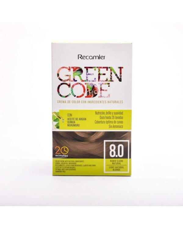 Tinte Green Code Crema Color 8,0 Rubio Claro Natural