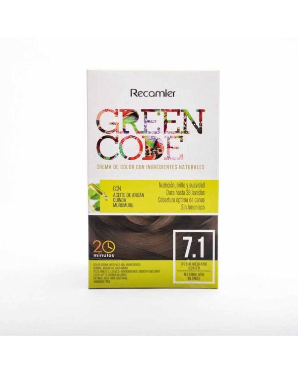 Tinte Green Code Crema Color 7,1 Rubio Medio Cenizo
