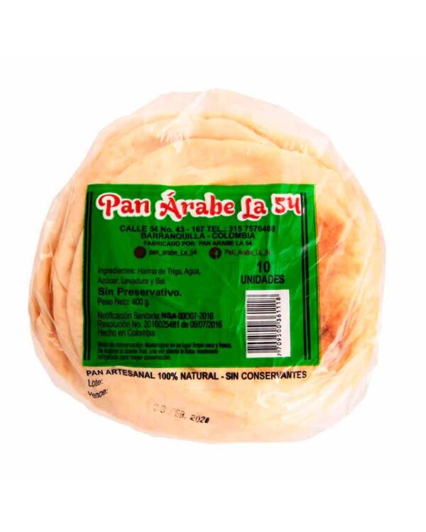 Pan La 54 Árabe 400 G X10 Unds