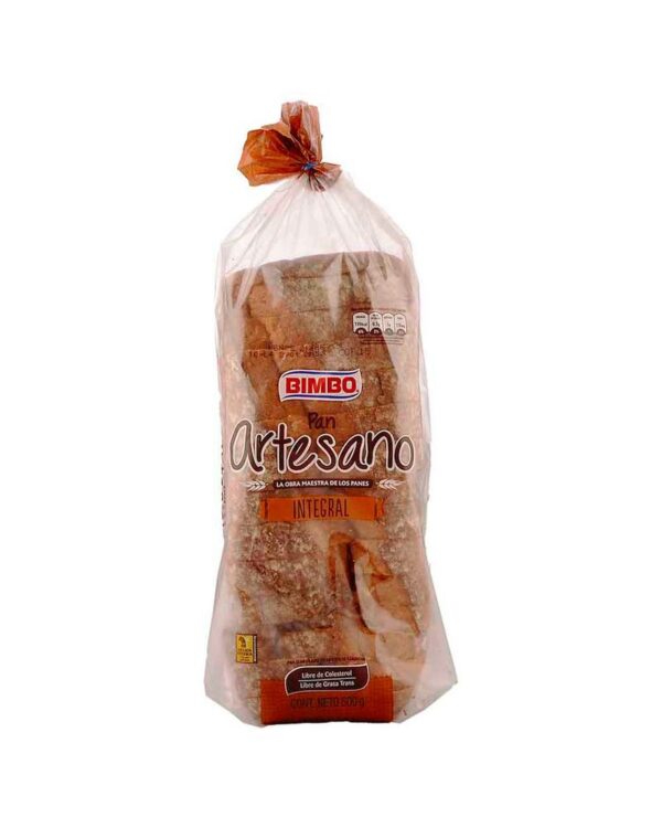 Pan Bimbo Tajado Artesano Integral 500 G