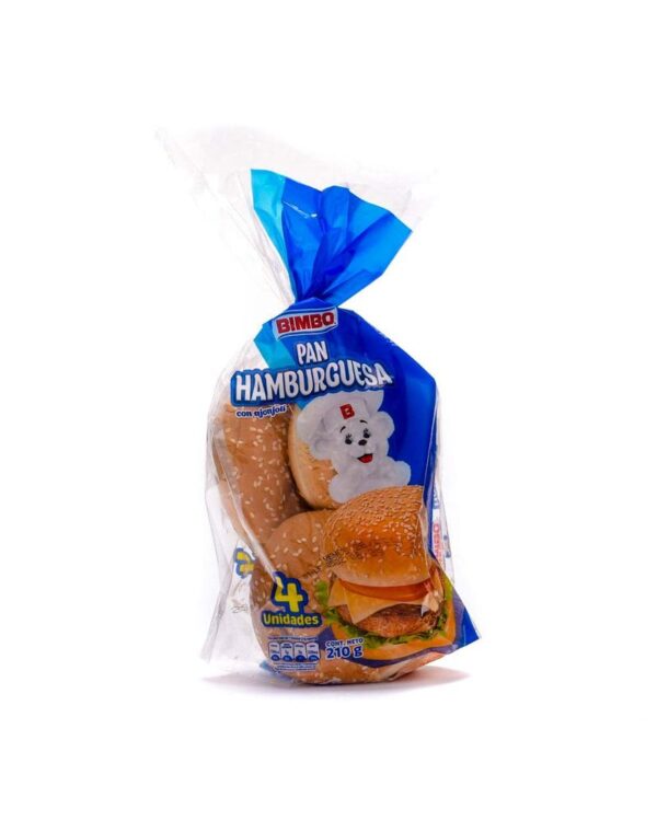 Pan Bimbo De Hamburguesa Con Ajonjolí 210 G X4 Unds