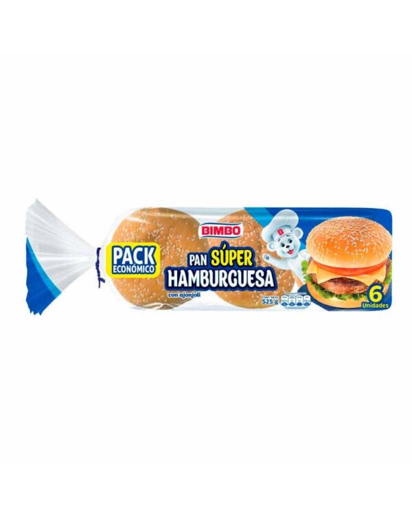 Pan Bimbo De Hamburguesa Con Ajonjolí 525 G X6 Unds