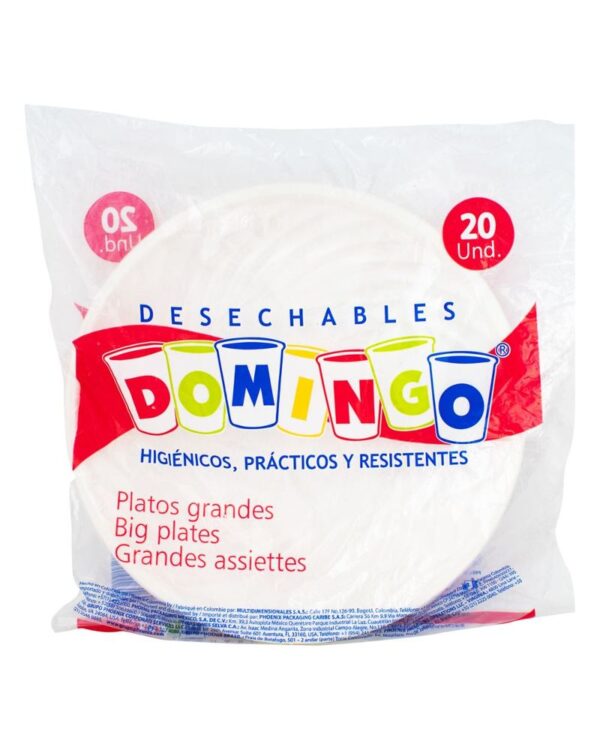 Plato Domingo Grande Blanco X20 Unds