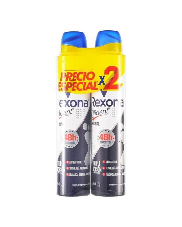 Talco Rexona Efficient Original Aerosol 210 Ml X2 Unds