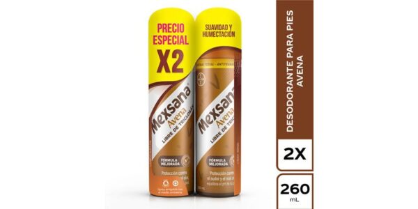 Talco Mexsana Spray Pies Avena 260 Ml X2 Unds