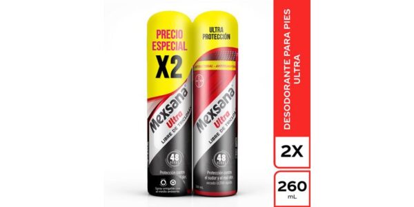 Talco Mexsana Spray Pies Ultra 260 Ml X2 Unds
