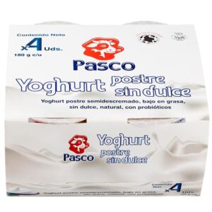 Yogurt Postre Sin Dulce X4und X180g Cu  Pasco