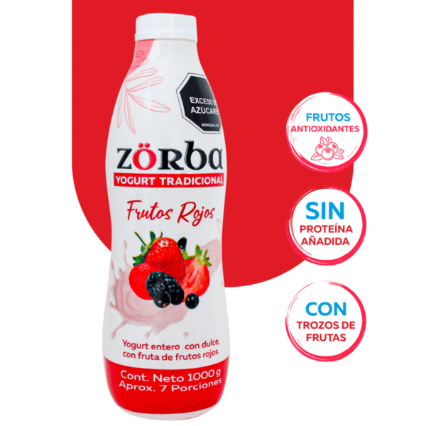 Yogurt Liquido Entero Frutos Rojos 1000grs